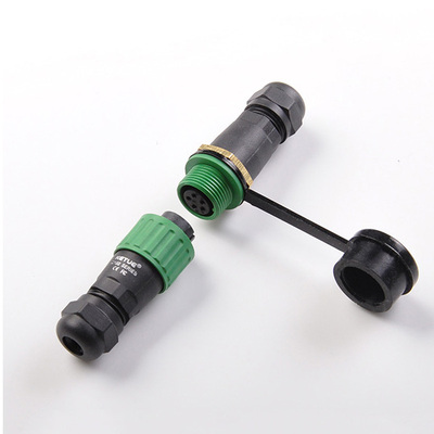 C12五芯对接直插防水连接器带防尘盖