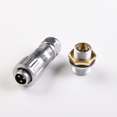 C12三芯面板固定金属防水连接器