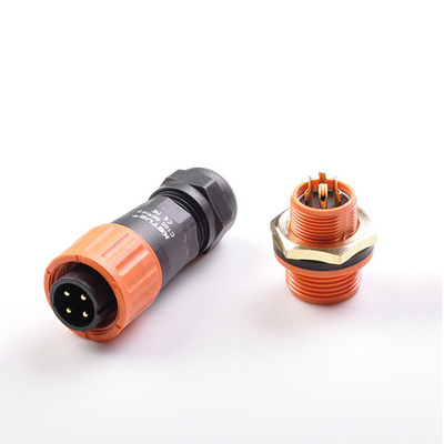 C12四芯面板固定防水连接器